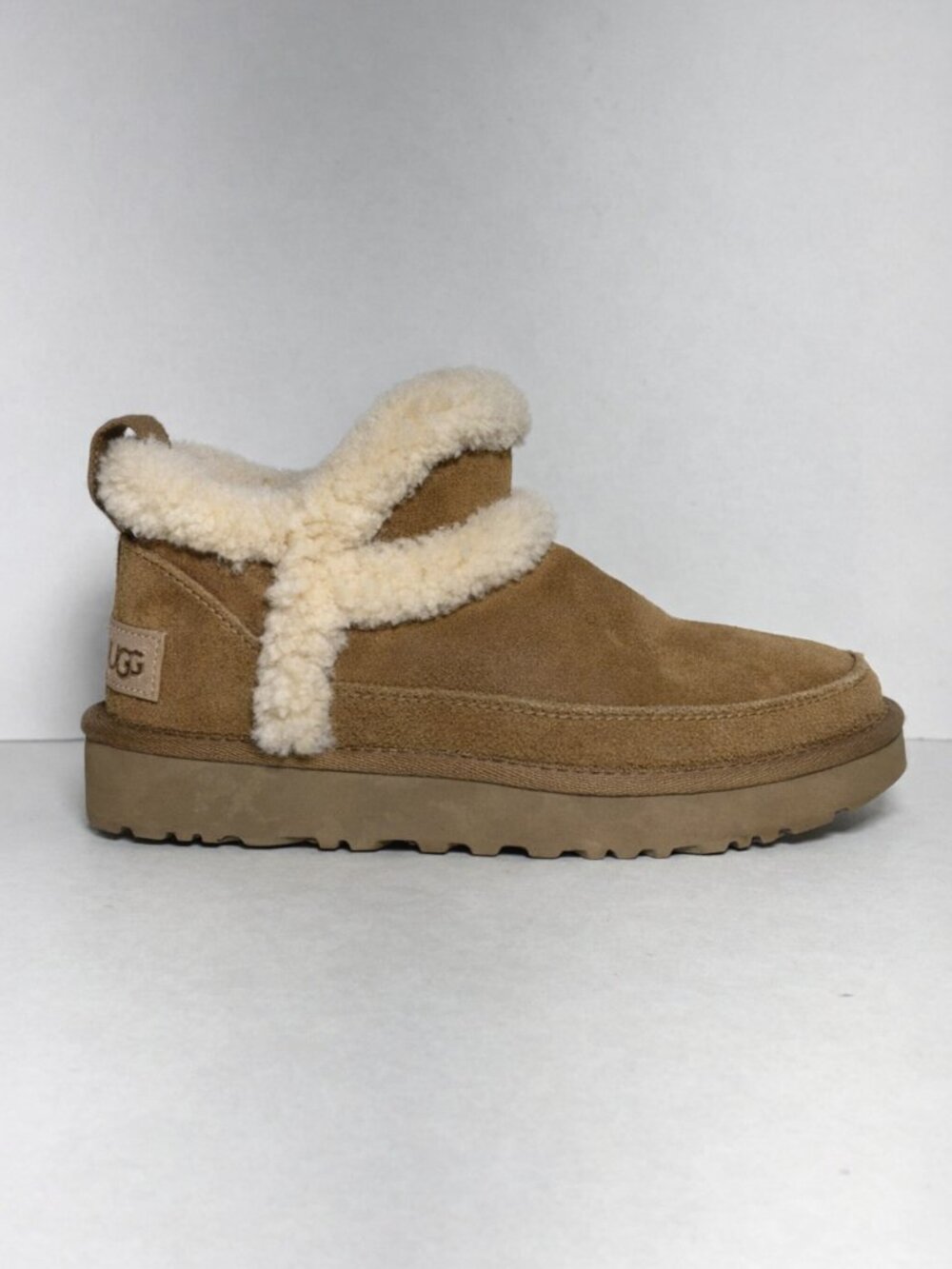 UGG Women’s Classic Ultra Mini Spillseam Bootie – Chestnut – Size 7M